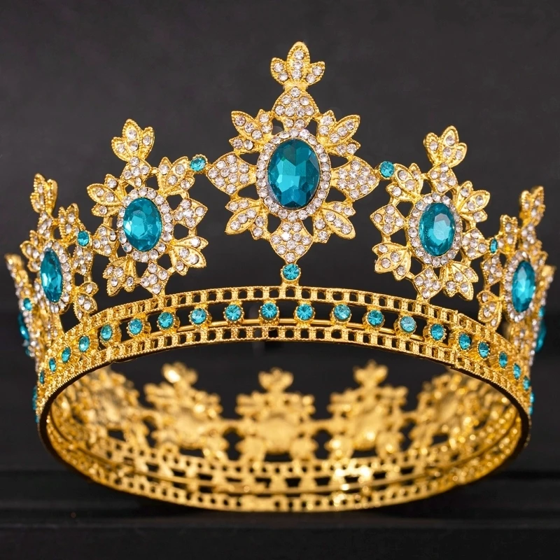 الفاخرة بحيرة الأزرق تاج تيارا حزب الإكليل التيجان والتيجان للنساء الزفاف حفل زفاف إكسسوارات الشعر مجوهرات تاج تيارا