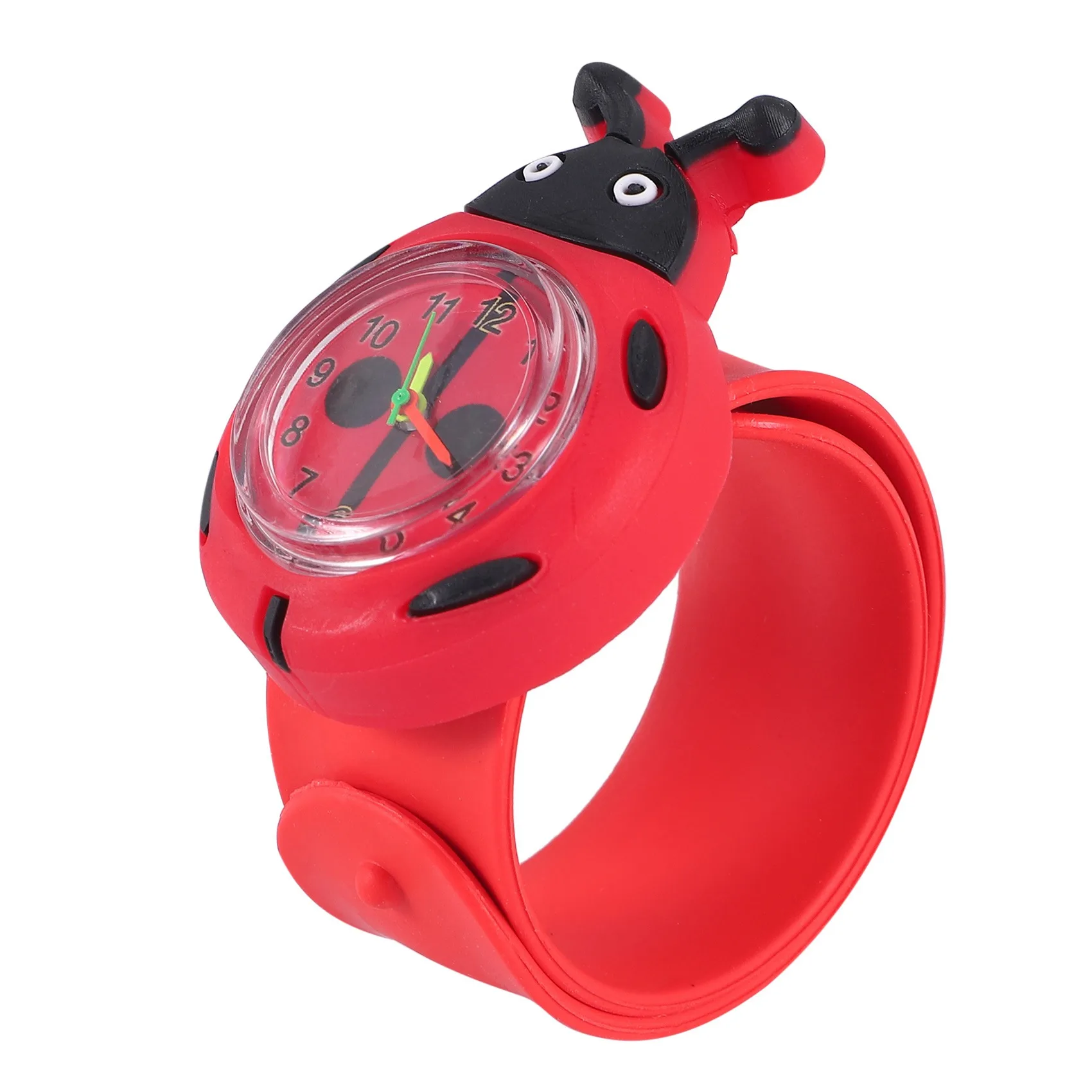 Child Boy Girl Ladybug Adorable Cartoon Silicone Watch - Color: Red