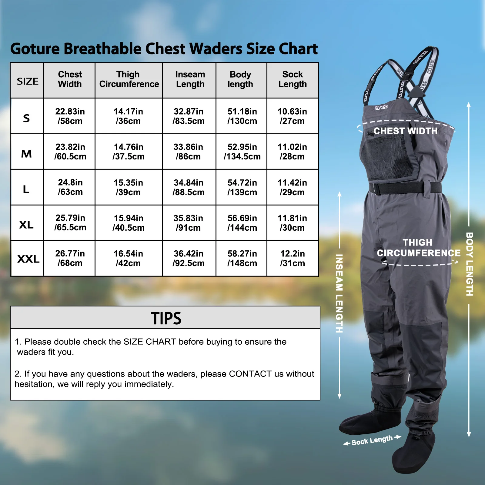Goture pantalones de pesca impermeables transpirables con neopreno