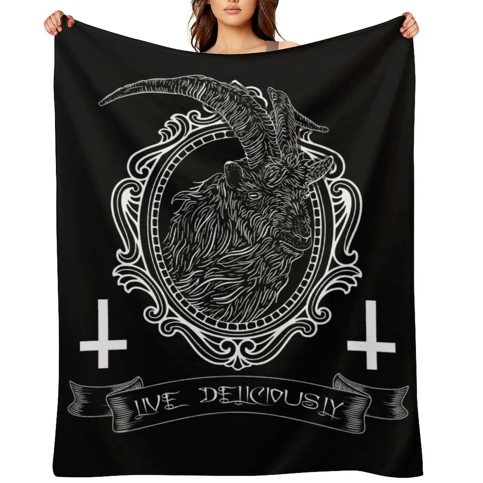 Black Phillip - live deliciously? Throw Blanket Hair Decorative Beds manga Soft Beds Blankets
