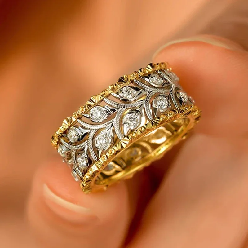 CAOSHI Brilliant Cubic Zirconia Women Rings Gorgeous Aesthetic Hollow Design Finger Accessories Engagement Anniversary Jewelry