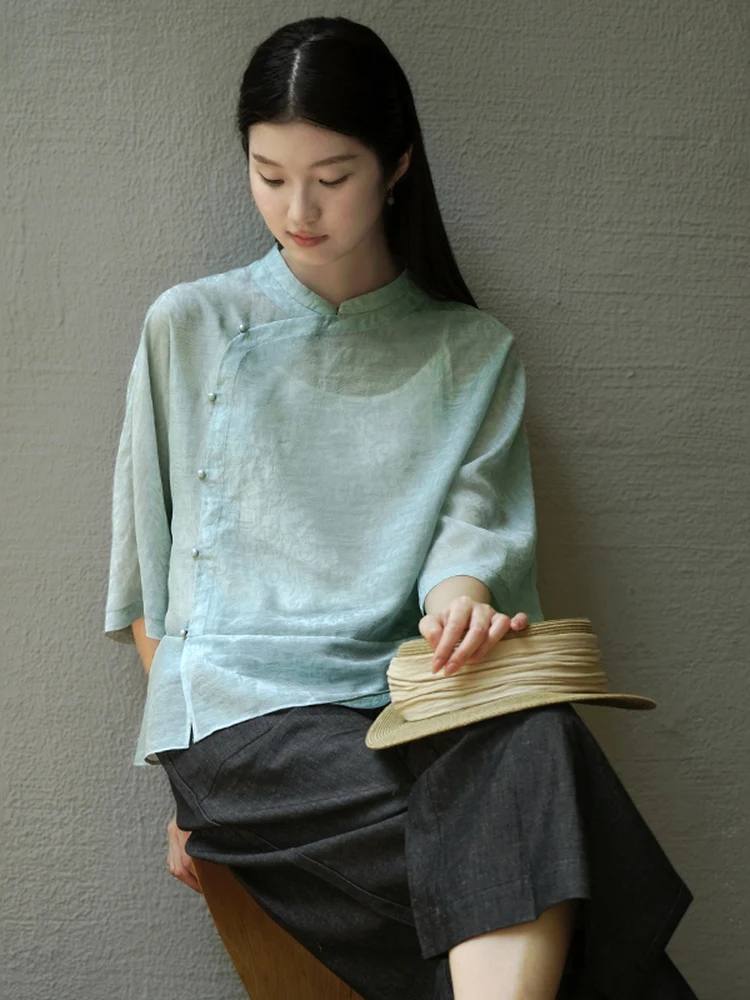 

Новый китайский Sle ort Top Tea Person Perforated Sense Thin New Chinese Sle National Sle High-End Sensation Small irt