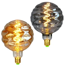 TIANFAN Vintage Led Bulb G125 Swirls Big Globe 4W Dimmable 220-240V E27 Specialty Decorative Edison Light Bulb Amber Smoke