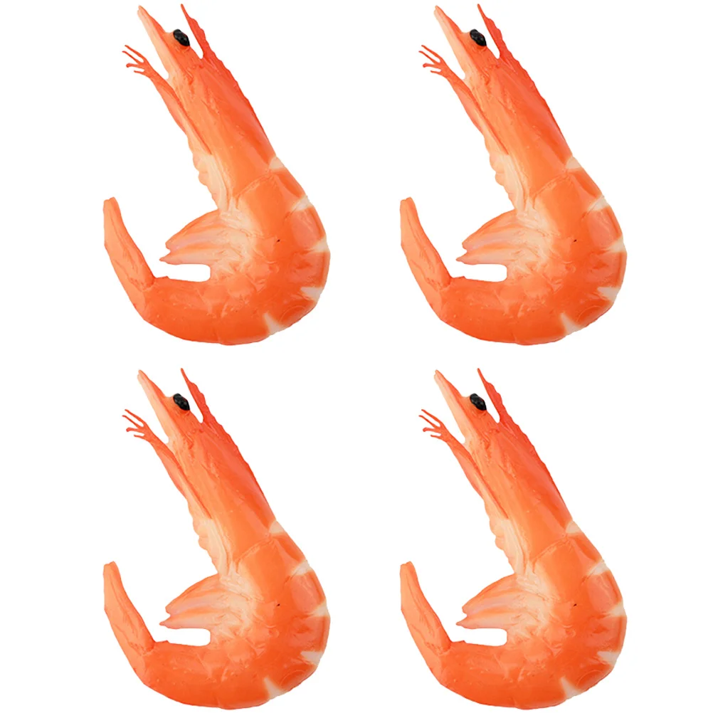 

4pcs Fake Food Simulated Shrimp Model Realistic Food Model Desktop Decoration faux food fake shrimp model