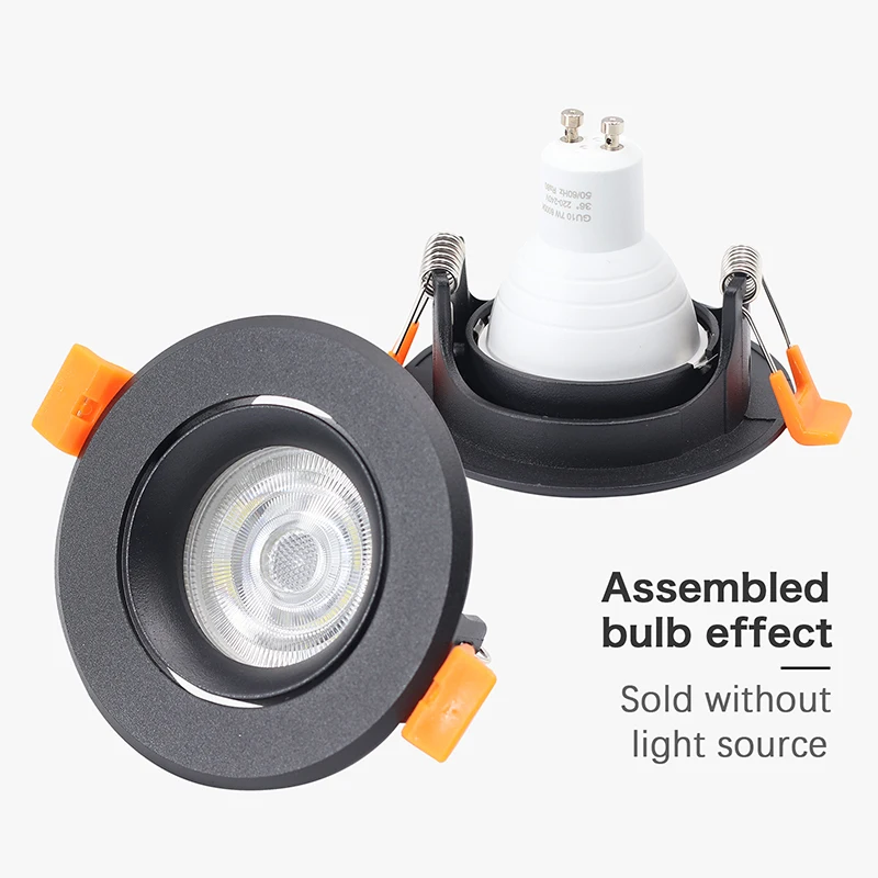 Round Black Recessed LED Ceiling Light Spotlight Fixture GU10 MR16 Lampholder Downlight Fitting Frame Housing Fixed