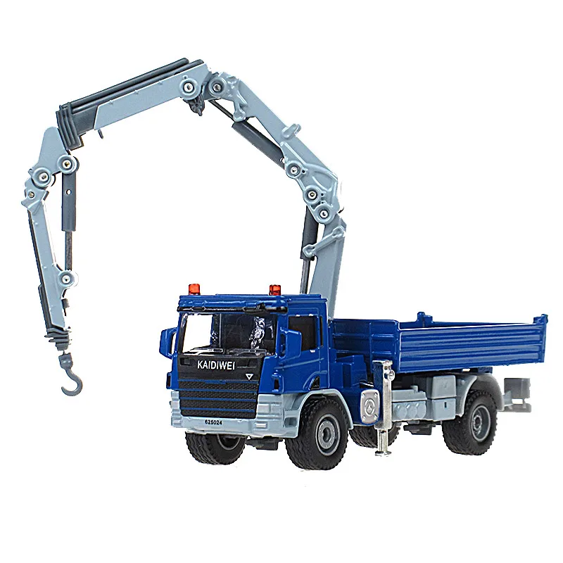 1/50 Truck With Crane Toy Car Engineering Miniature Vehicle Diecast Alloy Model Educational Collection Gift For Boy Children