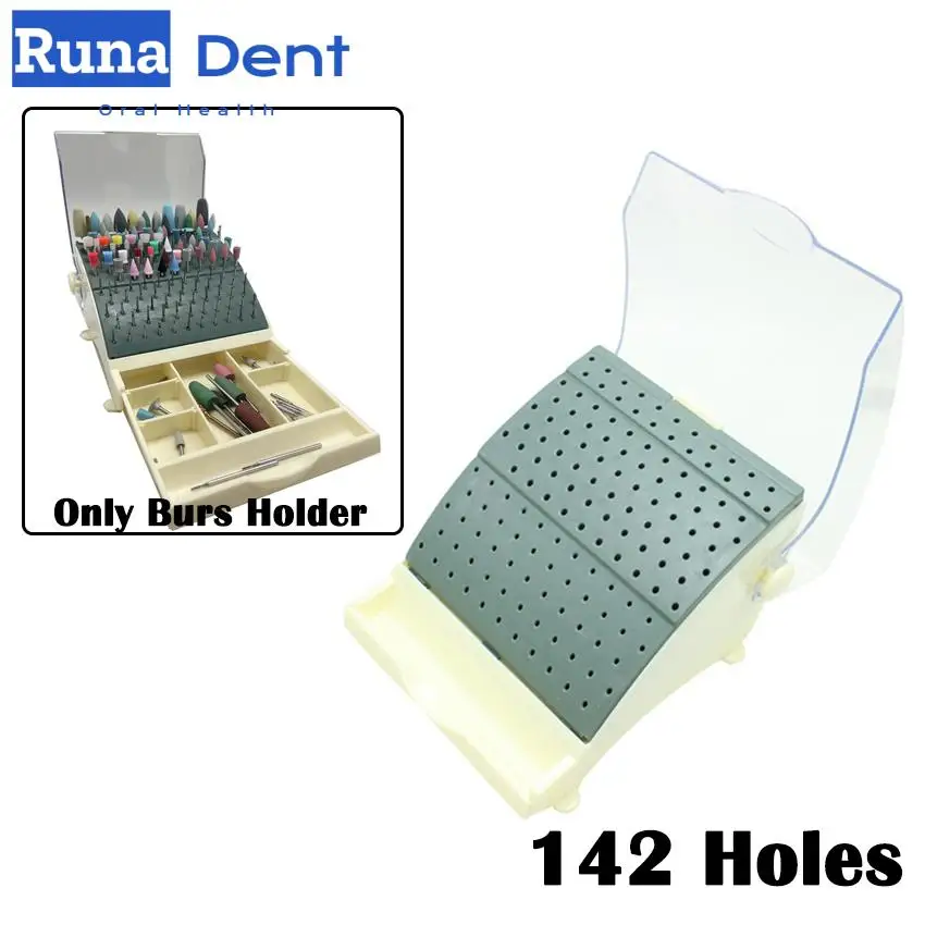 142 Holes Dental Disinfection Box Bur Block Holder Dustproof Nail Drill Bit Organizer Diamond Burs Holder Block Oral Care