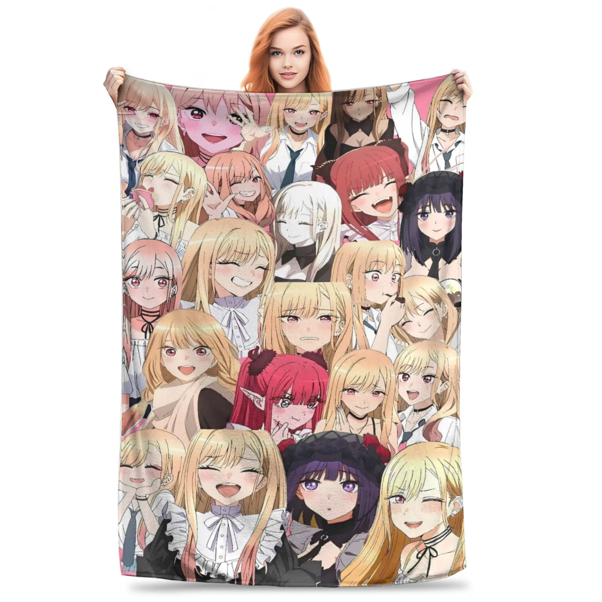 Japan Anime Marin Kitagawa Blankets Warm Street Trend Plush Throw Blanket For Kids Adult Couch Bed Flannel Bedspread Bed Cover