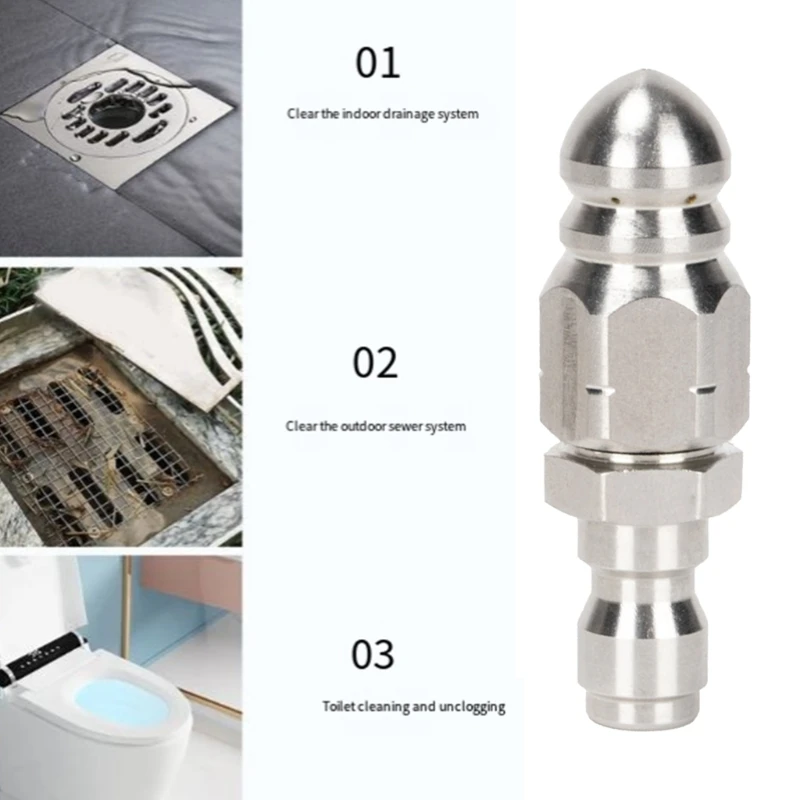 Advanced Drain Cleaning Tool 6 Jet Sprays Nozzle 1/4 Inch Thread Descaling Tool For Home & Commercial Pipe Maintenance
