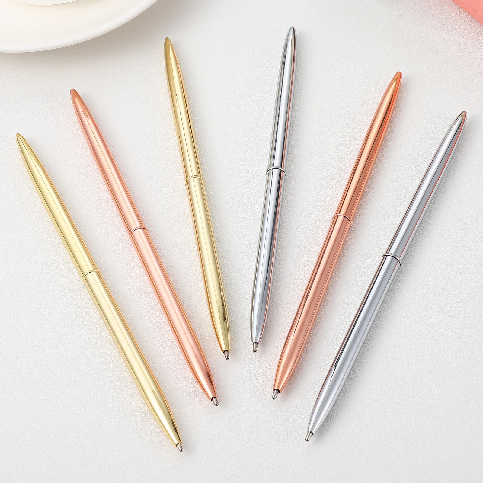 

6Pcs Dual-Head Rotating Metal Ballpoint Pens Blue Ink Slim Lightweight Writing Pen Office Student Teacher Stationery