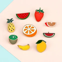 Fruit Brooches Pin Cute Watermelon Strawberry Orange Banana Pineapple Kiwi Enamel Lapel Pins Clothes Bag Badges Jewelry for Kids