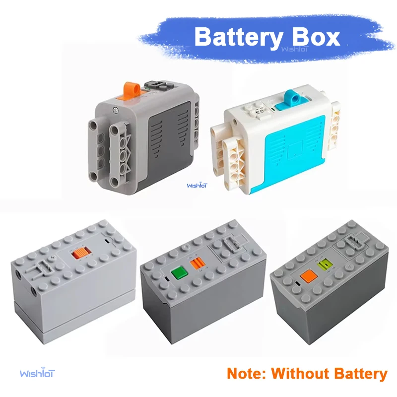 

MOC Rechargeable Battery Box with Multi-Function Speed Controller for AA/AAA/Lithium - Compatible with Technical Building Blocks