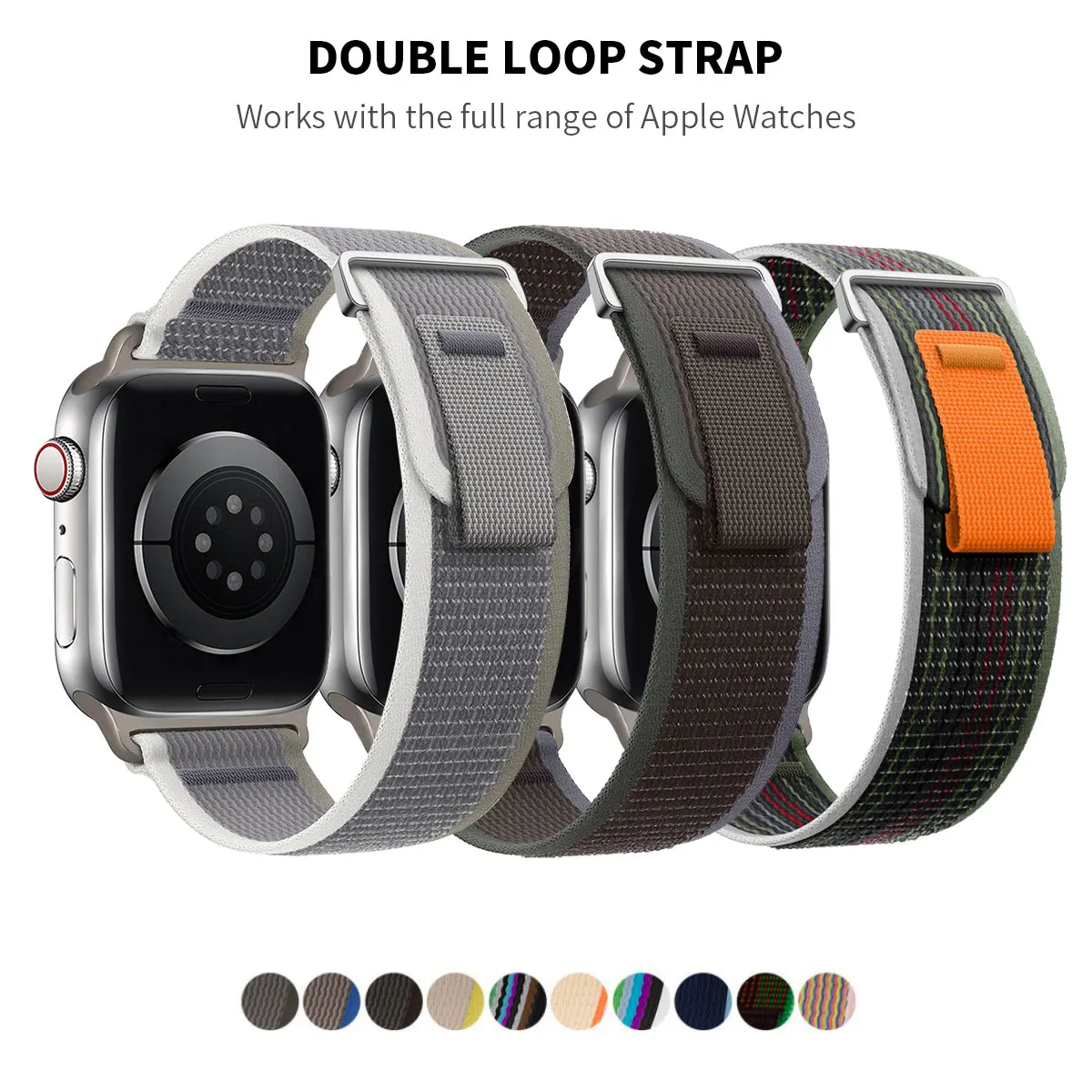 Double loop nylon strap for Apple Watch IWatch Series ultra 8 7 9 5 4 6 SE 3-1 49MM 38MM Strap Sports Fitness Lightweight strap