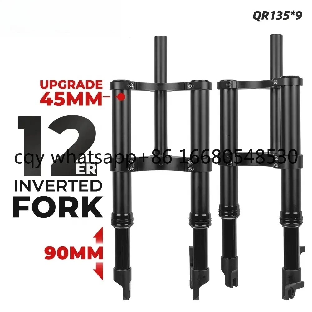 AD HIMALO Double Crown Spring Shock sorber Aluminum Inverted Fork 12 Inch 20 Inch 26 Inch 4.0  Tire 135mm Snow Ebike