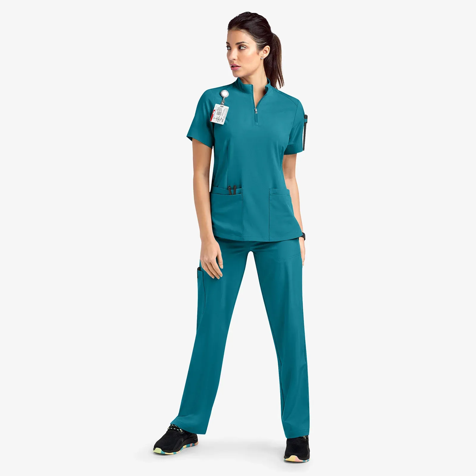 Slim Fit Medical Scrubs Sets Women Hospital Clothes Doctors Nurses Accessories Dental Clinic Beauty Salon Spa Workweear Suits