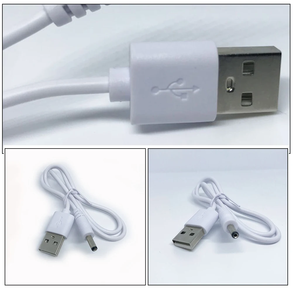 

2pcs Power Cable USB to .5x1.35mm Charging Cord Replacement Adapter Wire for Lamp Fan Tablet