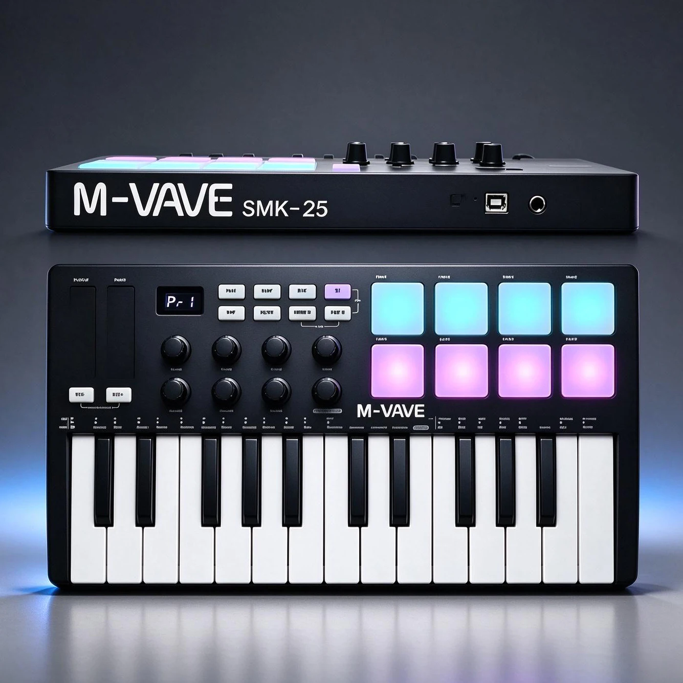 M-VAVE SMK-25 Black Portable Wireless MIDI Keyboard 25 Keys 8 Knobs Capacitive Touch Strips Arpeggiator MIDI Controller