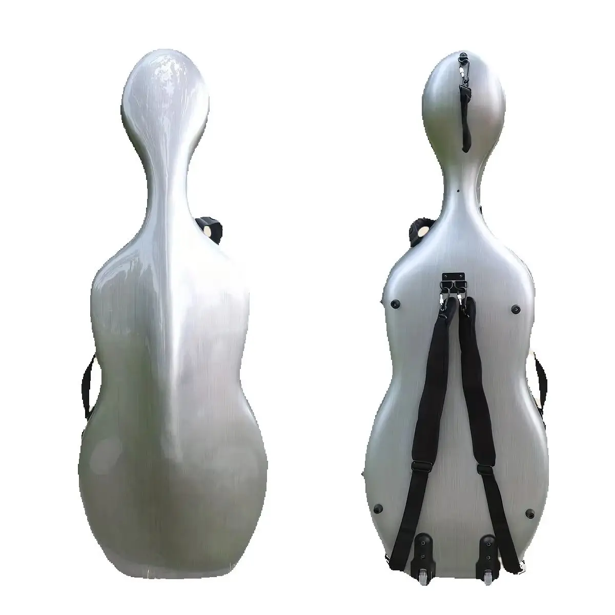 Cello Case 4/4 size New Carbon Fiber Hard Shell Cello Box Convenient shoulder straps Light Strong Silver #US