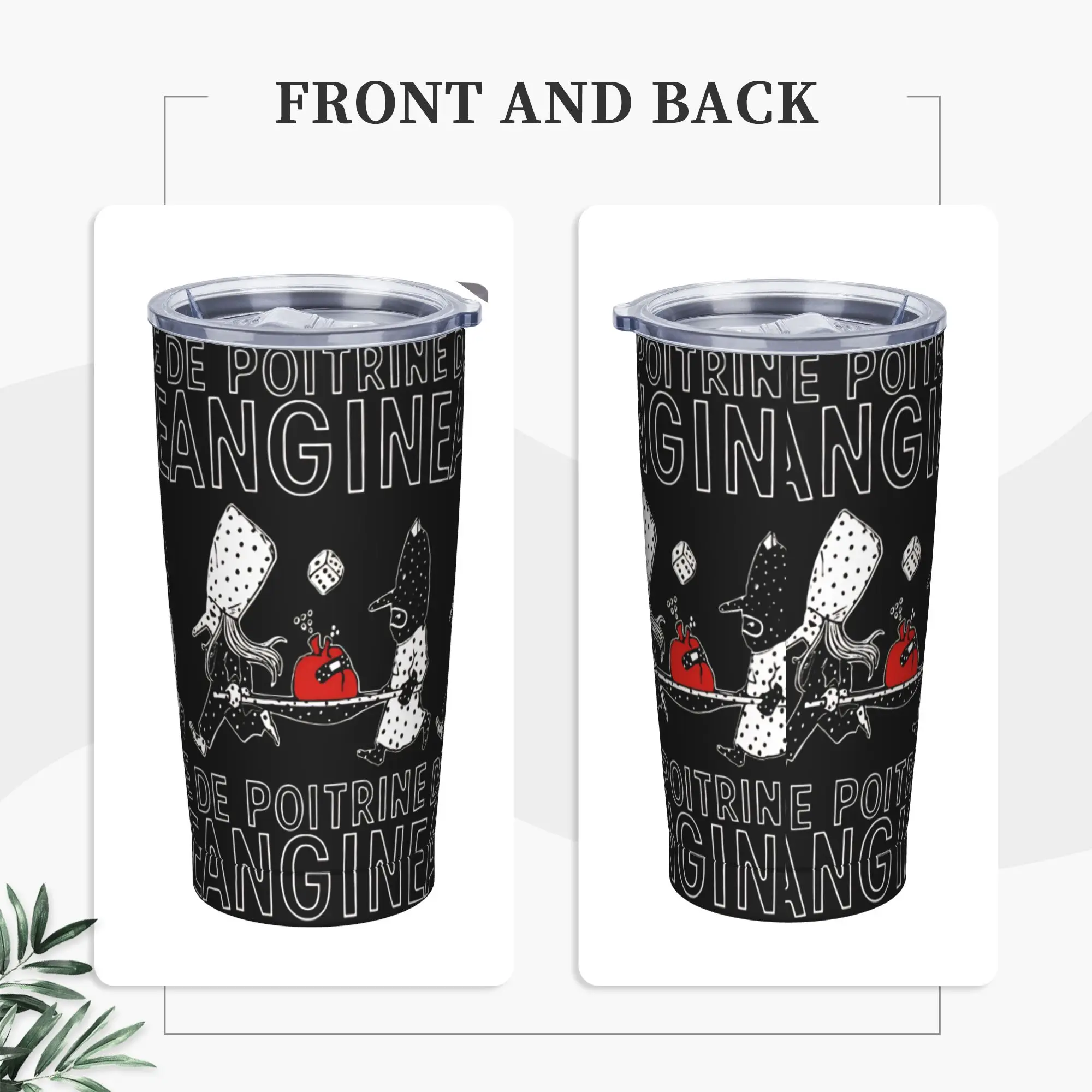 Angine De Poitrine Insulated Tumbler with Lid Dark Humor Medical Stainless Steel Thermal Mug Outdoor Travel Car Bottle Cup, 20oz