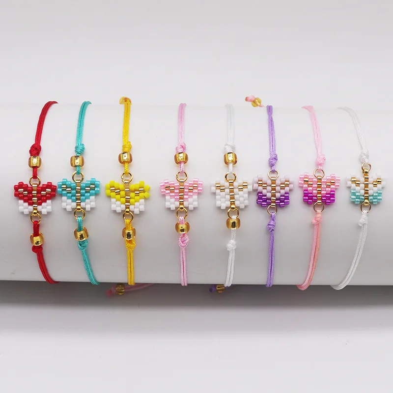 New cute pastoral miyuki bracelet Pomessian style sweet butterfly versatile glass rice bead bracelet