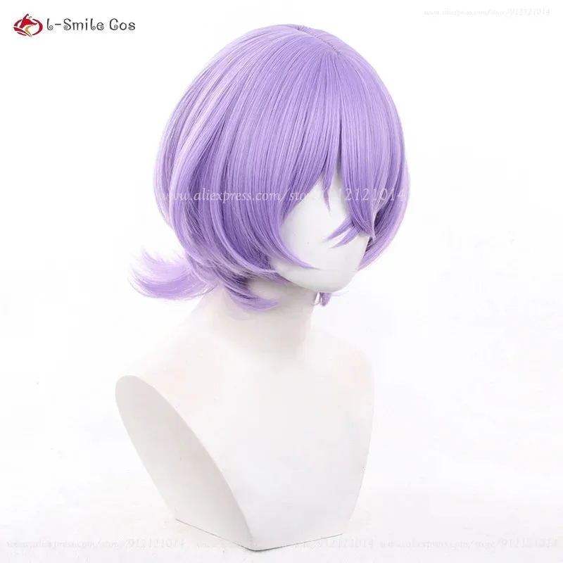 111 www ES Hanamura Fuyume شعر مستعار تأثيري 35 سنتيمتر الأرجواني أنيمي المرأة لطيف الباروكات مقاومة للحرارة الاصطناعية الشعر هالوين لعب الأدوار + ث