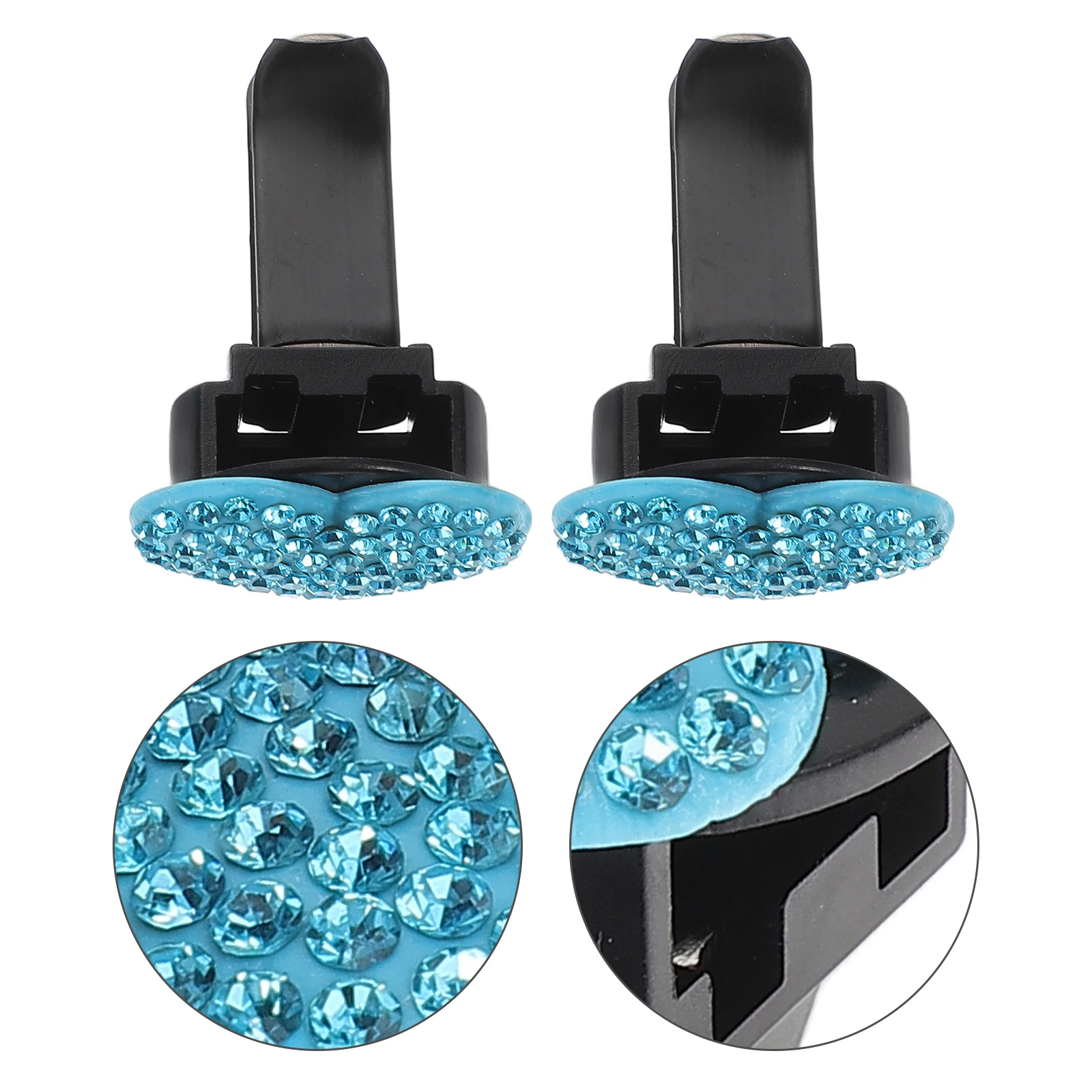 

2pcs Car Air Freshener Vent Clip Aromatic Diffuser Universal Heart Shape Durable Plastic Odor Conditioning Bling