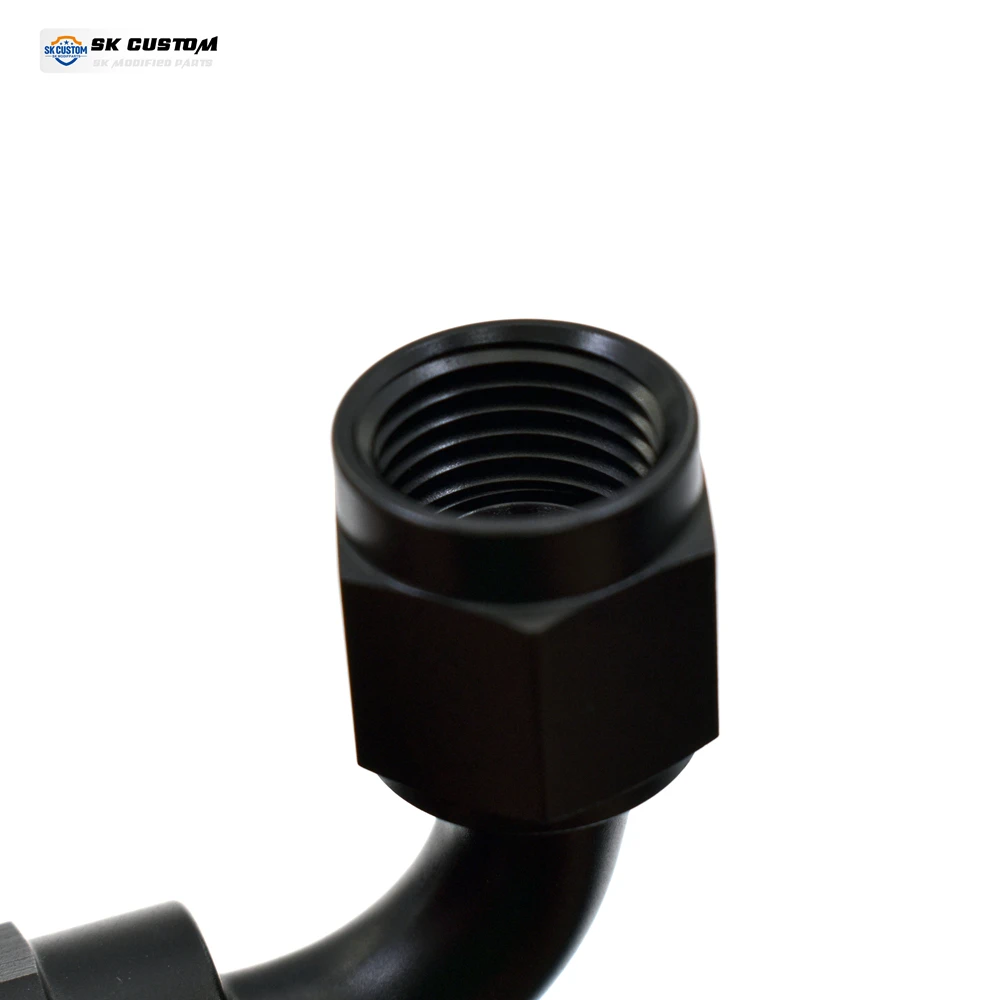 AN8 Wire Braided Oil Tube Fitting 0° 45° 90° 120° 150° 180° Universal Engine Oil Radiator Adapter Auto Modified Oil Pipe Connect