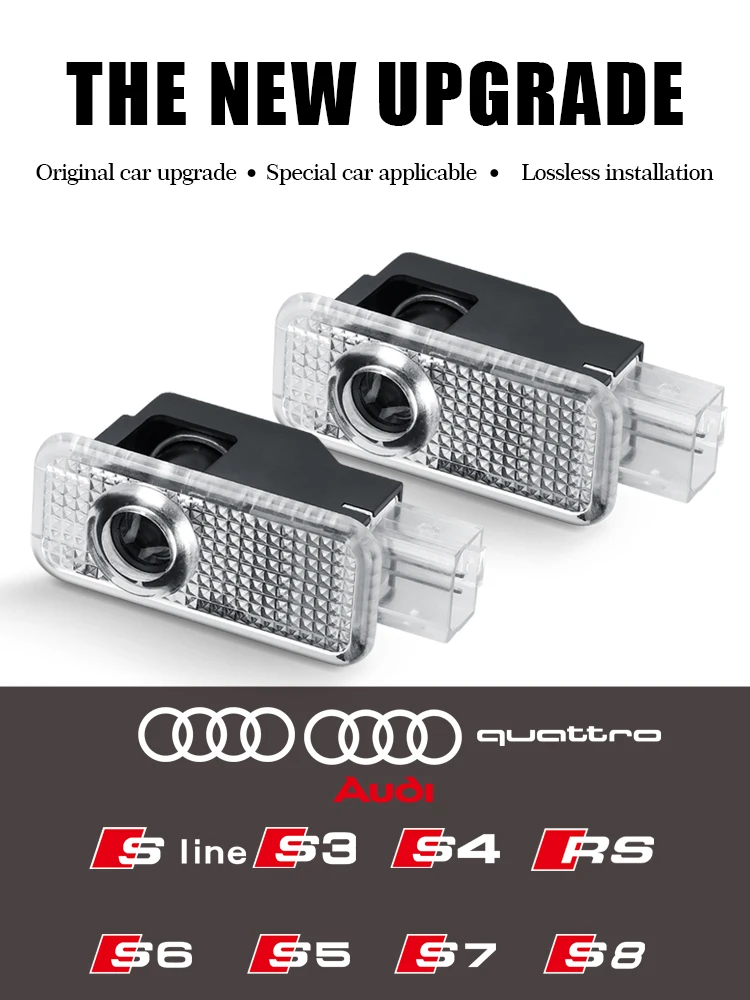 2 Pack LED Door Welcome Light for Audi A3 A4 B5 B6 A3 8P 8V 8L A5 A6 C6 C5 A1 A7 A8 Q2 Q3 TT RS3 RS4 Logo Projector Light