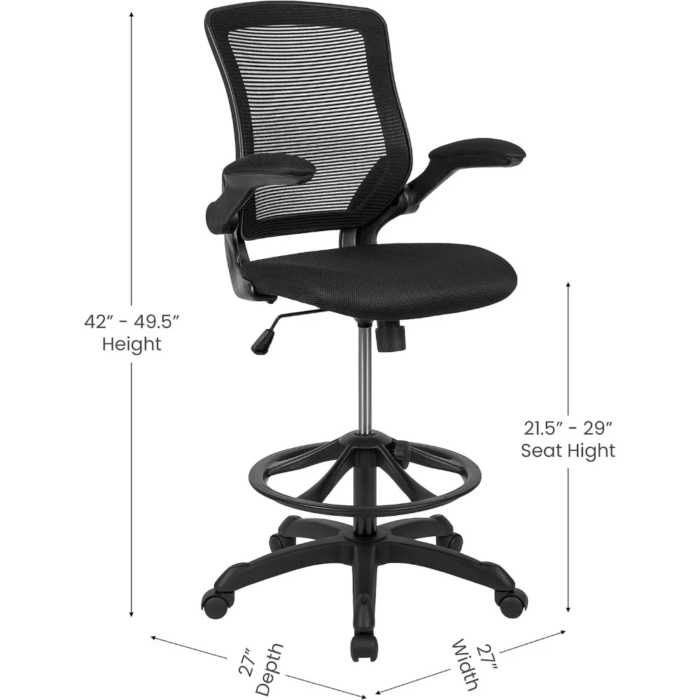 Эргономичное вращающееся офисное кресло с регулируемой подставкой для ног, поясничной опорой и высотой сиденья, сетчатой спинкой