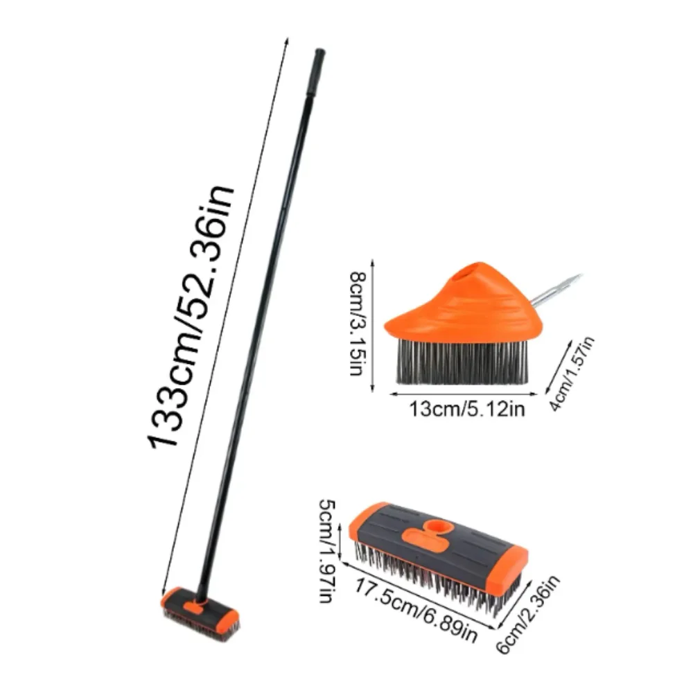 

Adjustable Handle Weed Remover Tool 2 Brush Head 3 In 1 Weeding Brush Replaceable Brush Heads Manual Crevice Gardening Tool