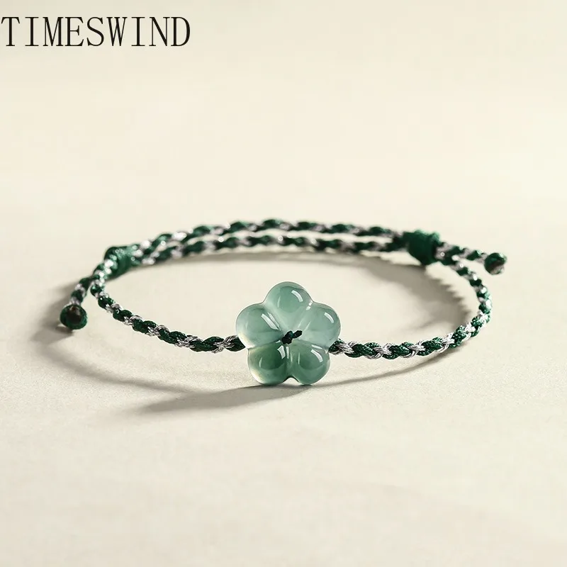 

TIMESWIND Original A-type Jade Blue Natural Peach Blossom Women Woven Bracelet Jewelry with Certificate