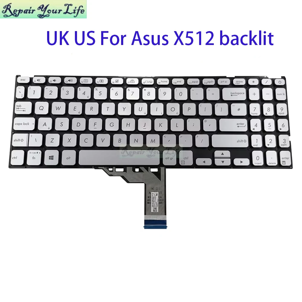 UK GB US USA teclado Inglés para Asus VivoBook X512 F512 X512FA X512DK X512UA X512UB F512DA F512UA teclados para portátiles retroiluminados