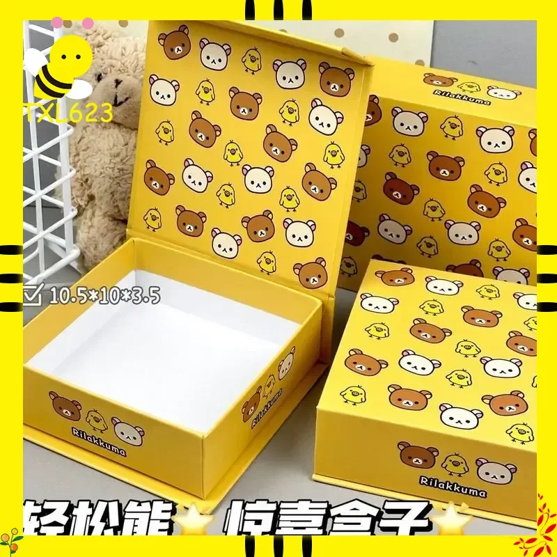 

Магнитная подарочная коробка Rilakkuma с откидной крышкой, шкатулка для украшений, пылезащитная, милая, ручной работы, для хранения карточек и блокнотов, подарок для девочек