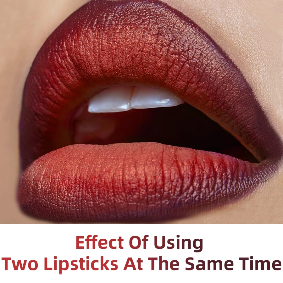 투톤 스플라이싱 그라데이션 립스틱, 오래 지속되는 방수 초콜릿 컬러, 매트 벨벳 누드 섹시 피그먼트 메이크업 여성용 cos