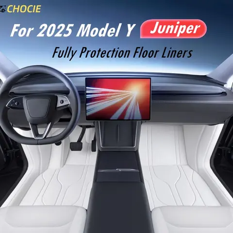 테슬라 모델 Y 주니퍼 2025 2026용 풀커버 PU 가죽 바닥 매트, 이중 레이어 카펫 포함