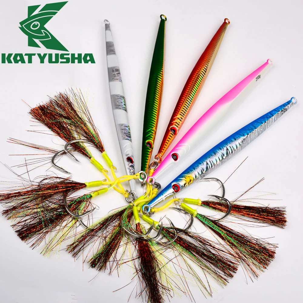 

KATYUSHA Fishing Lure Needle Fish Fast Jigging Lure 1PC 60-400g Metal Jigs Sinking Hard Bait Saltwater Pencil Bait With Hooks