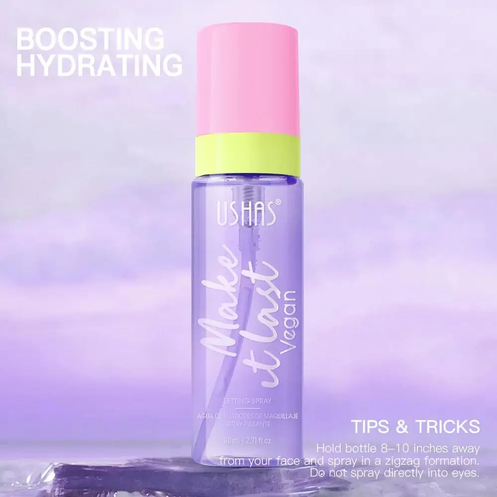 Spray utrwalający makijaż 80ml, kontrolujący wydzielanie sebum, wodoodporny, nawilżający, długotrwały, nie rozmazuje się.