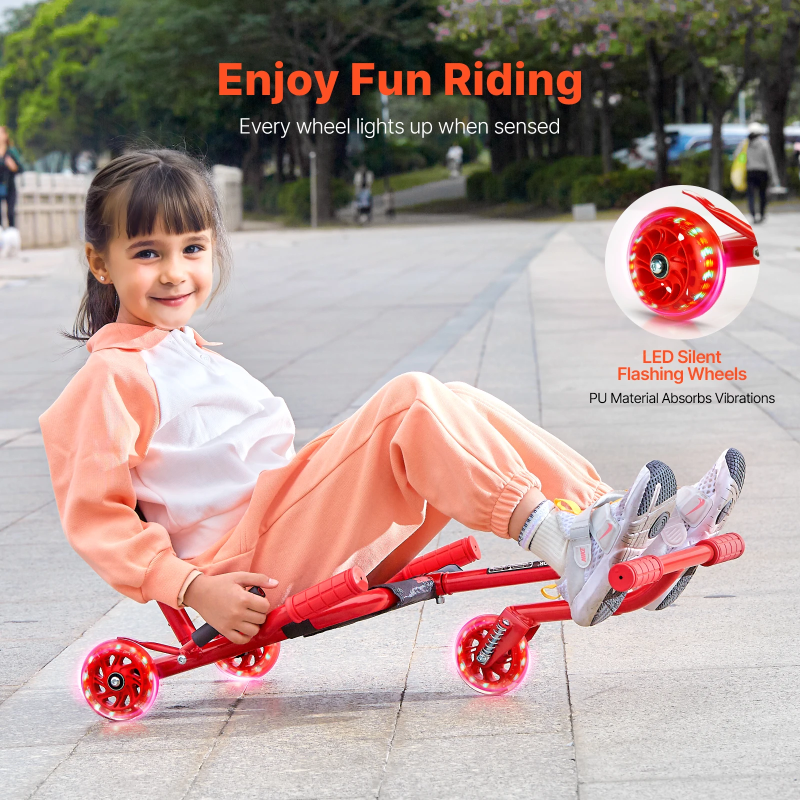 VEVOR 132/198lbs Kids Ride on Scooter Swing Side-to-Side Powered by Zig-Zag Motion Drifting Outdoor Sport Toys for Children Gift