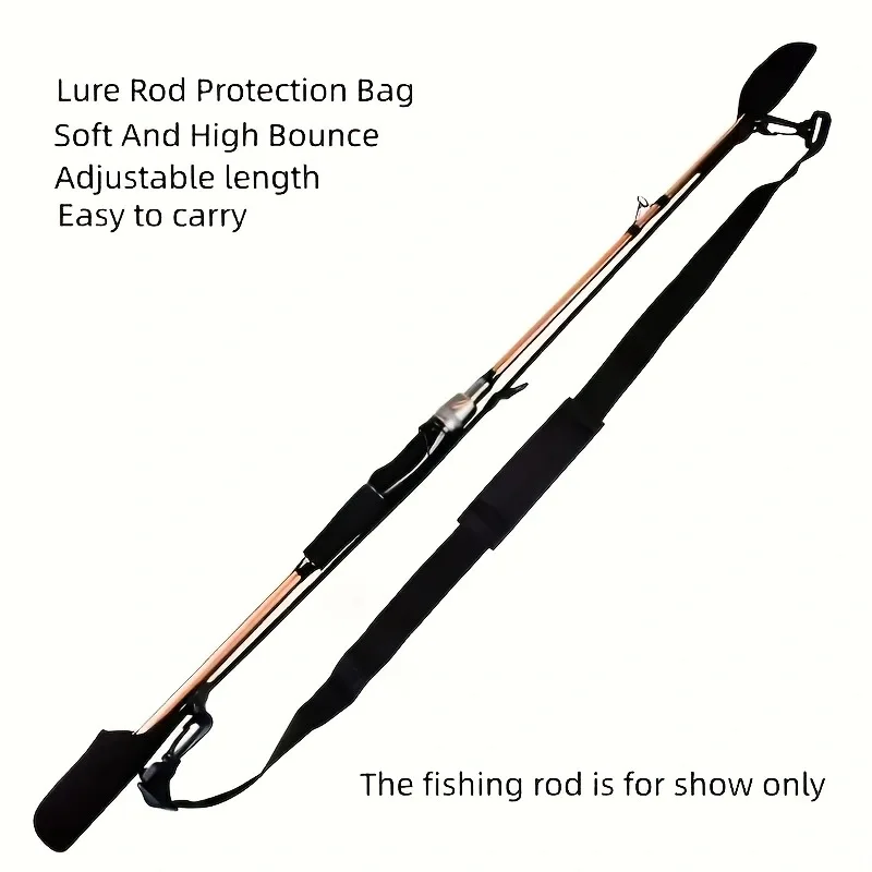 1 حزام صنارة صيد من البوليستر الأسود قابل للتعديل، حامل صنارة صيد محمول متعدد الوظائف على الكتف الخلفي