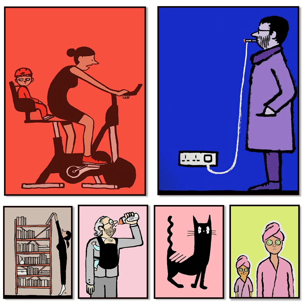 

French illustrator Jean-Julian Drucker Jean-Julian poster, funny humor romantic illustration contemporary art quote decoration