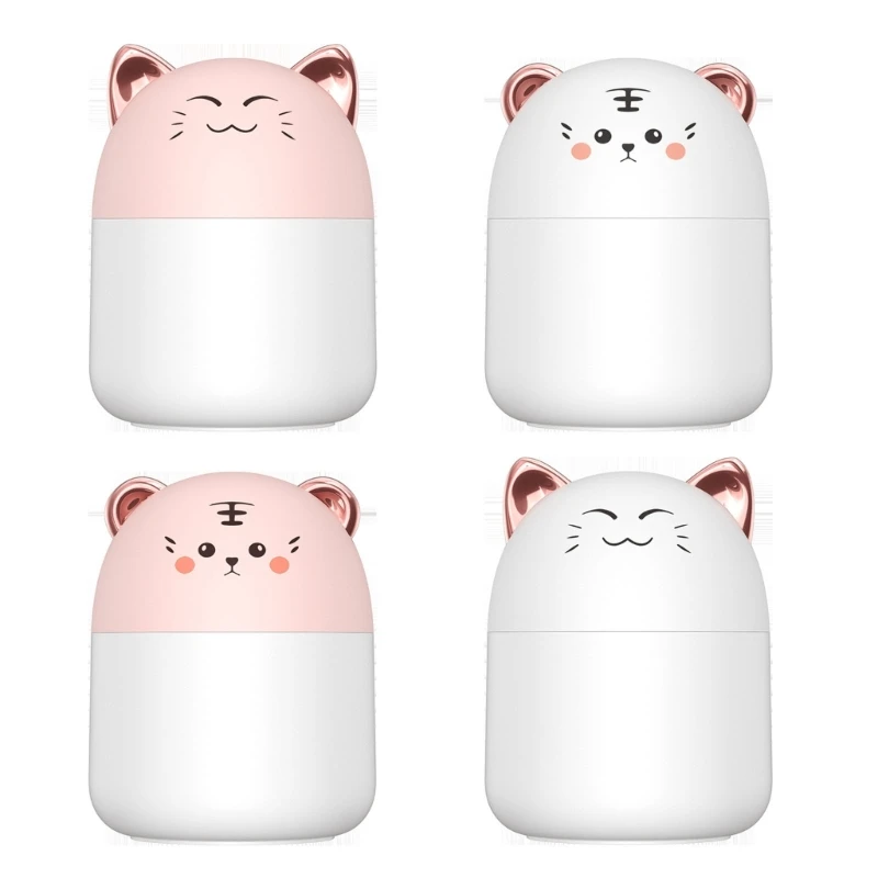 Umidificador de ar elétrico portátil de formato bonito 250  pulverizador de névoa legal USB com luz noturna atmosférica para