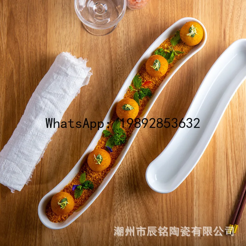 Classy creative restaurant private dish, fish eel plate, long  seafood hot pot plate, fish