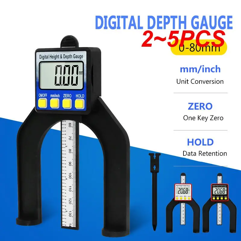 

2~5PCS Digital Depth Gauge LCD Height Gauges Calipers With Magnetic Feet For Router Tables Woodworking Measuring Tools