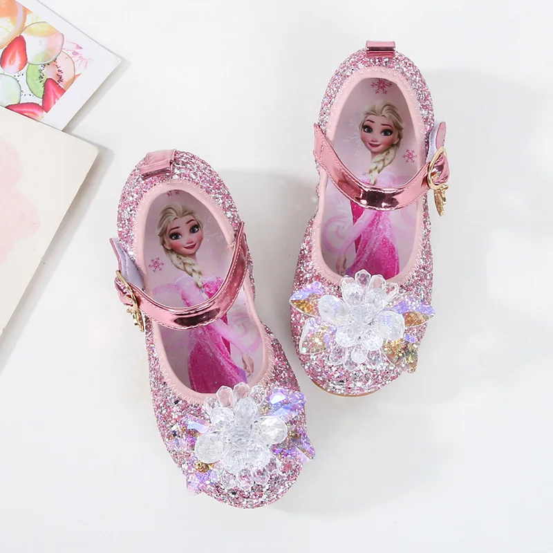 Disney Princess buty z kryształkami nowe dziewczyny pojedyncze buty mrożone Aisha Sophia cyrkonie buty na imprezę w rozmiarze 22-36