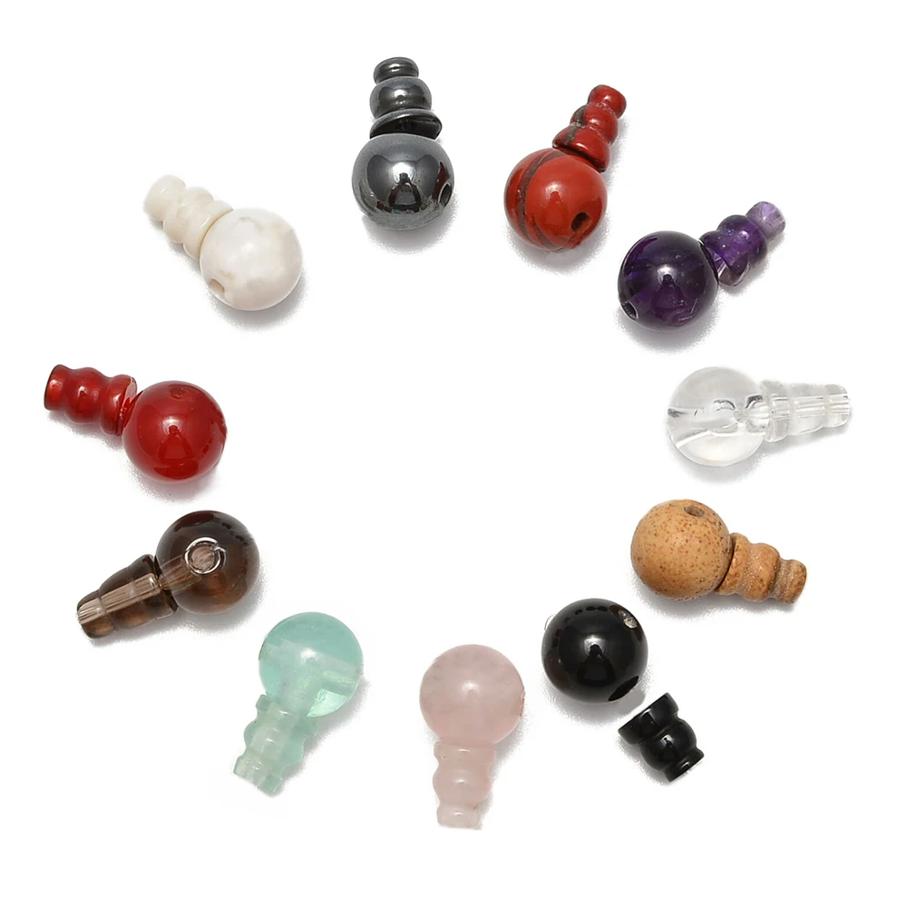 1 pièce Perle ronde de 8 mm en pierre naturelle, forme Stupa Guru, à connexion triple, pour accessoires de bijouterie et Reiki, en Quartz rose, Améthyste, Aventurine