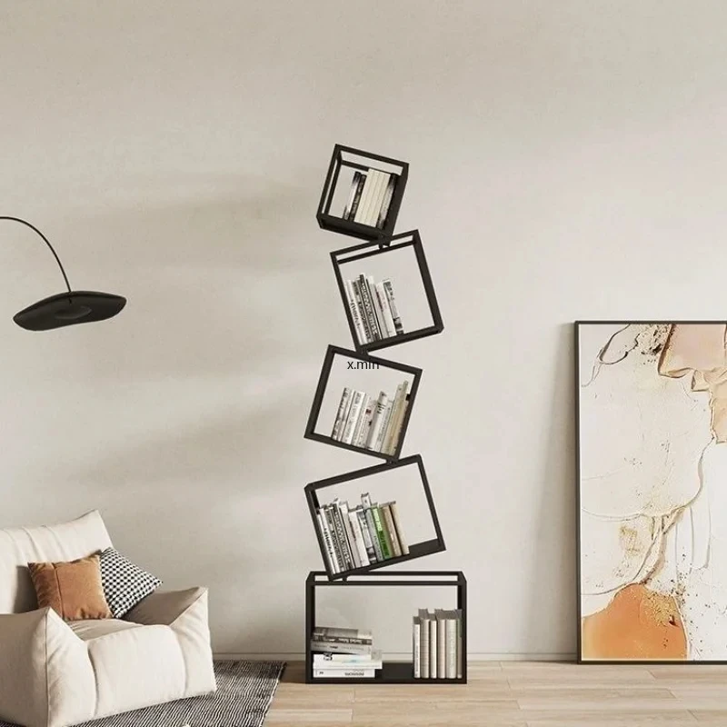 Unregelmäßige Ecke vertikales Bücherregal Boden-zu-Boden-Lager regal minimalist isches Wohnzimmer Eisen Ecke Bücherregal Haupt dekoration