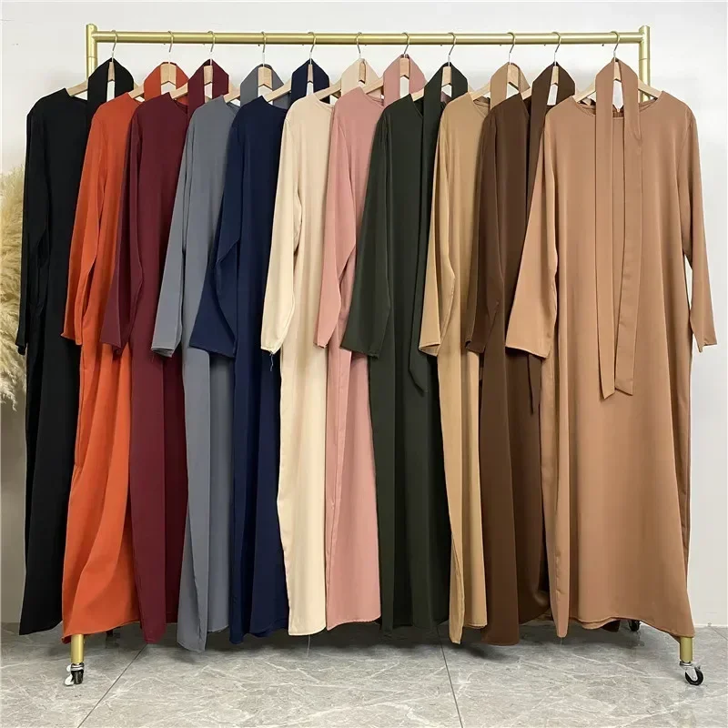 New Arrival Nida Dubai Long Woman Evening Dress Muslim Abaya Kimono solid color Pocket Kaftan Turkey Hight Class Luxury Robe