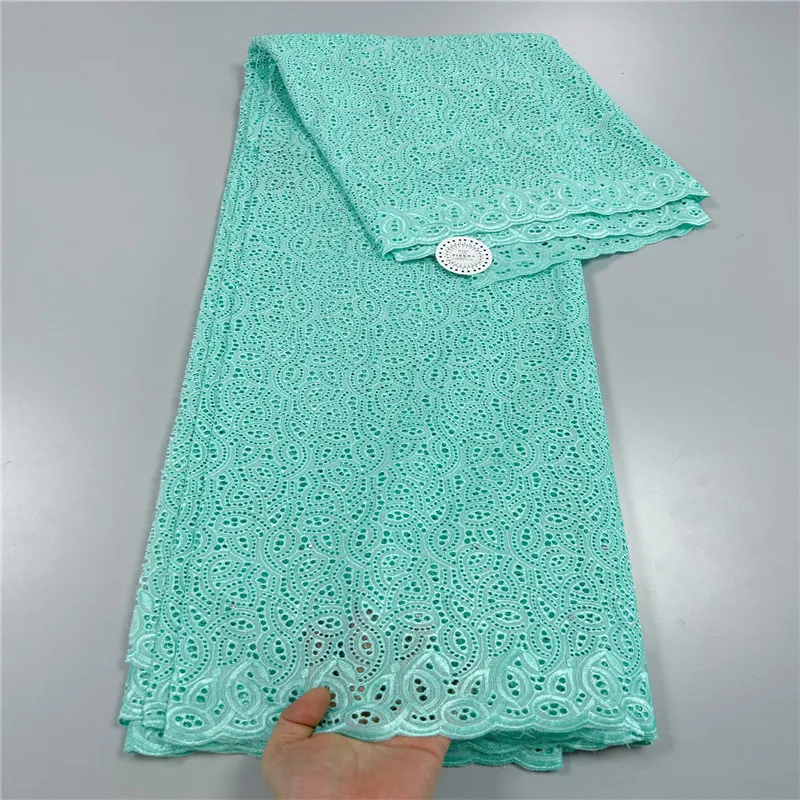 Imagem -05 - Tecido de Renda Seca Suíça com Bordado Frisado Pesado Laço Africano Voile Estilo Popular de Dubai 100 Algodão 24l061202 Jarda