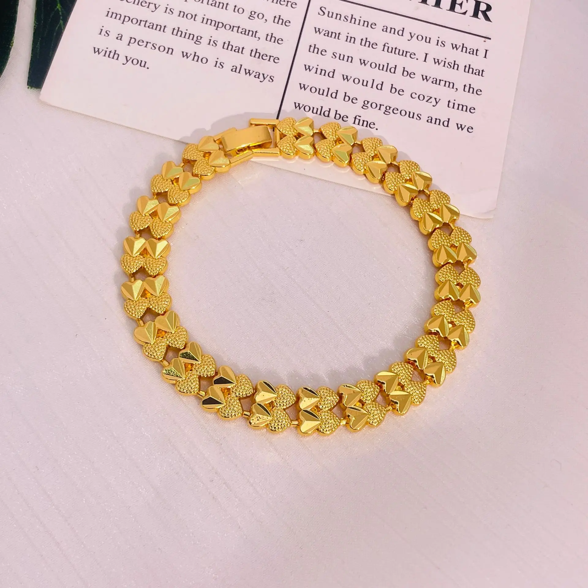 

Elegant Gold Plated Bracelet, Classic Lucky Charm Jewelry, Timeless Love Gift for Her, Anniversary Valentine's Present