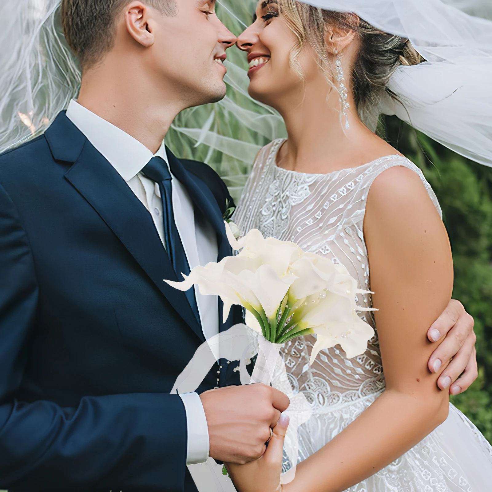 

1pcs Wedding Bridal Bouquet Classic White Artificial Lightweight Elegant Faux Floral For Bride Party Photography Decoration
